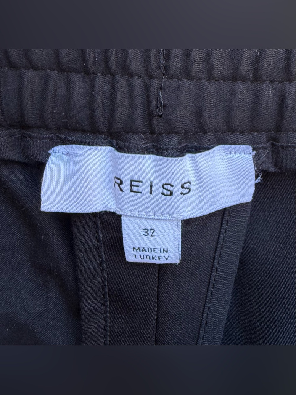 Reiss Pleated Trousers Men Size 32 Black Drawstring Elastic Waist - Picture 3 of 6